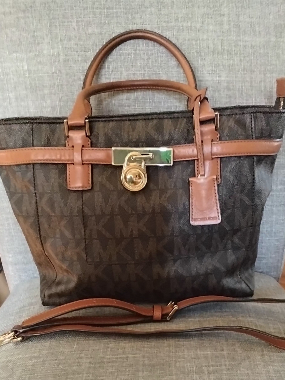 Michael Kors Hamilton Large Tote Leather Satchel, Brown